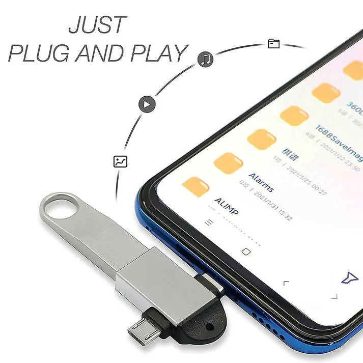 2 in1 OTG Adapter, USB 3.0 Female to Micro-USB Male and Type-C Male