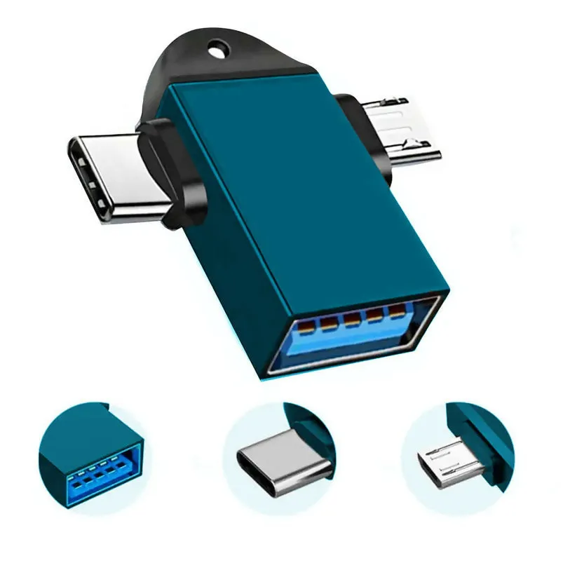 2 in1 OTG Adapter, USB 3.0 Female to Micro-USB Male and Type-C Male