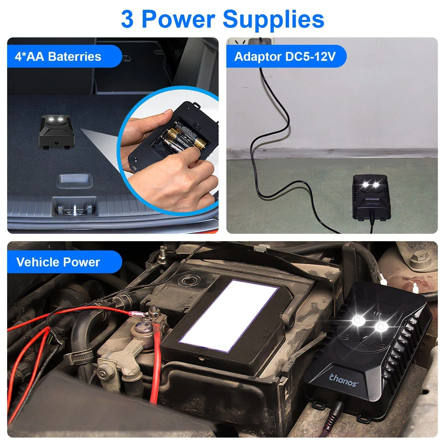 2-Pack: Under Hood Ultrasonic Repellent with 3 Power Supplies