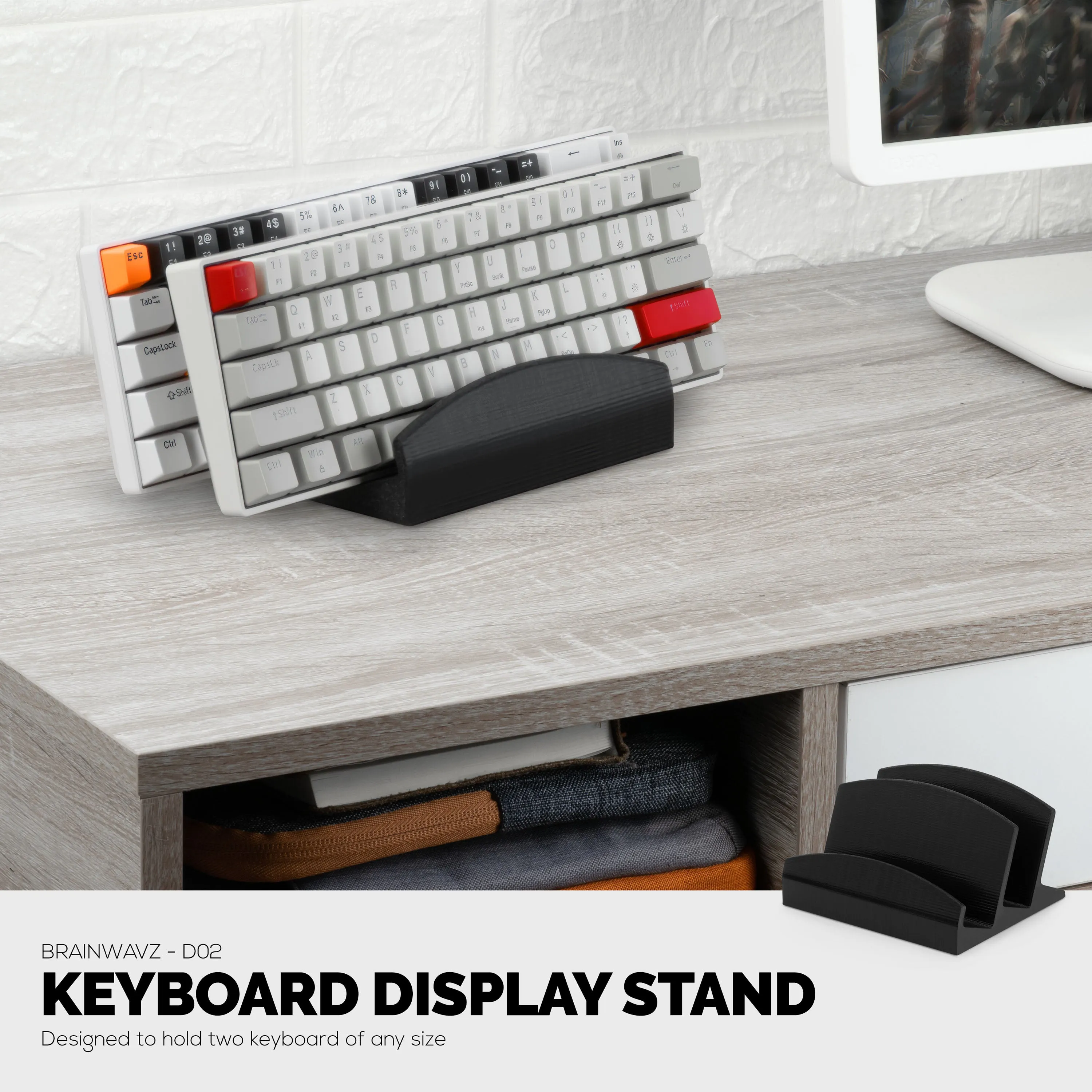 2-Tier Desktop Keyboard Stand & Holder Display, Organize Your Desk, Reduce Clutter, Suitable for All Size & Styles of Keyboards (DK02)