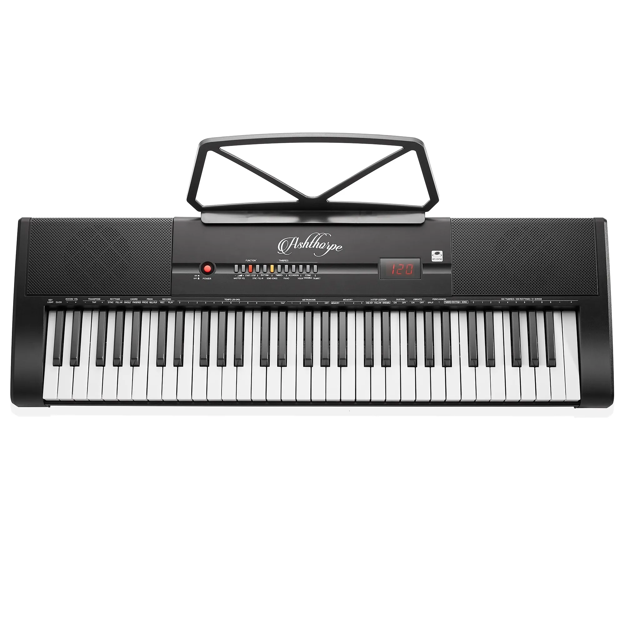 61-Key Digital Keyboard Piano with Light Up Keys - Includes Headphones and Mic