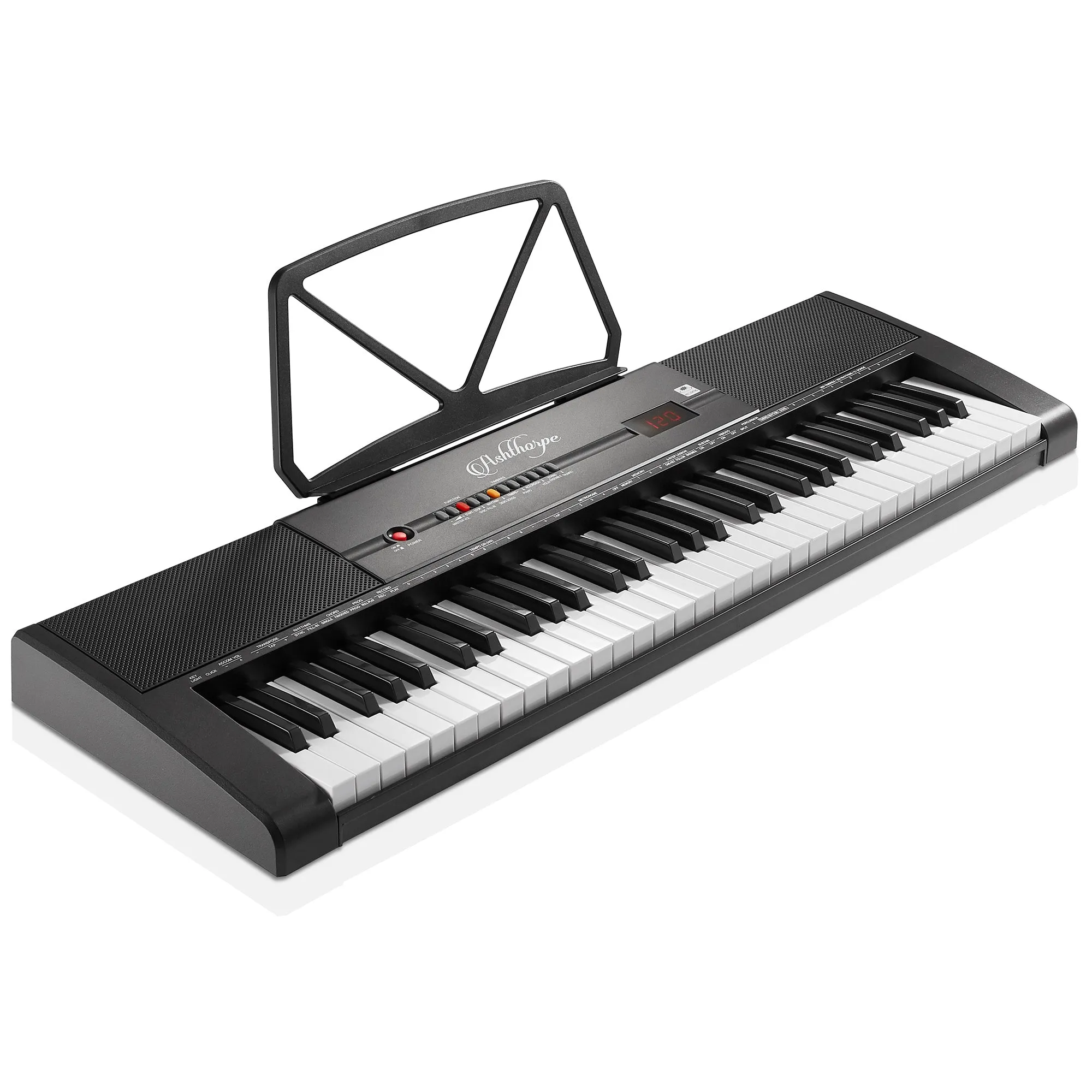 61-Key Digital Keyboard Piano with Light Up Keys - Includes Headphones and Mic