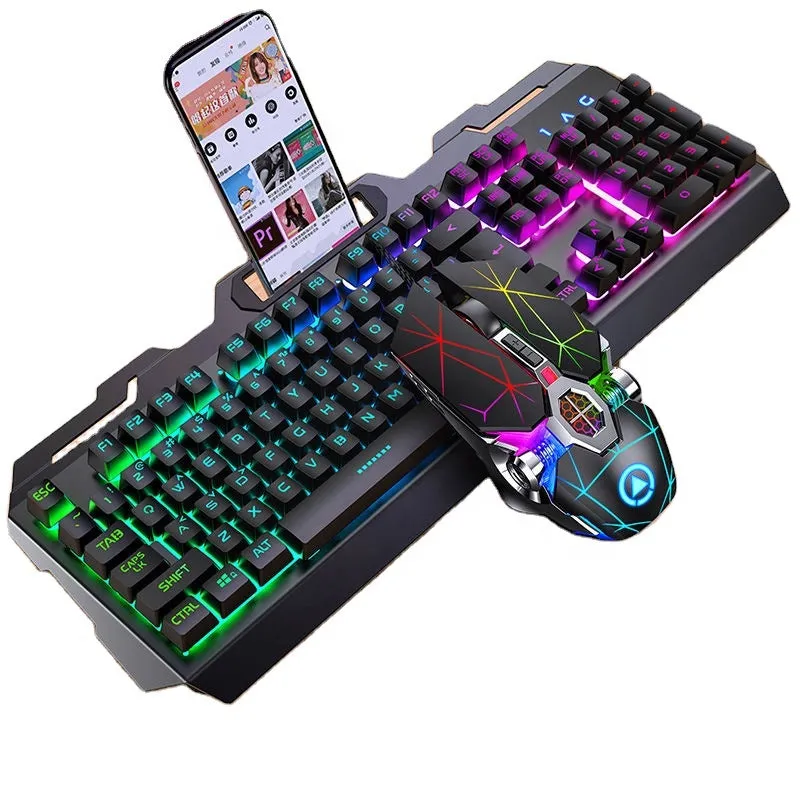 A9 RGB Backlit Wired USB Gaming Keyboard & Mouse Combo Mechanical Laser 104-key