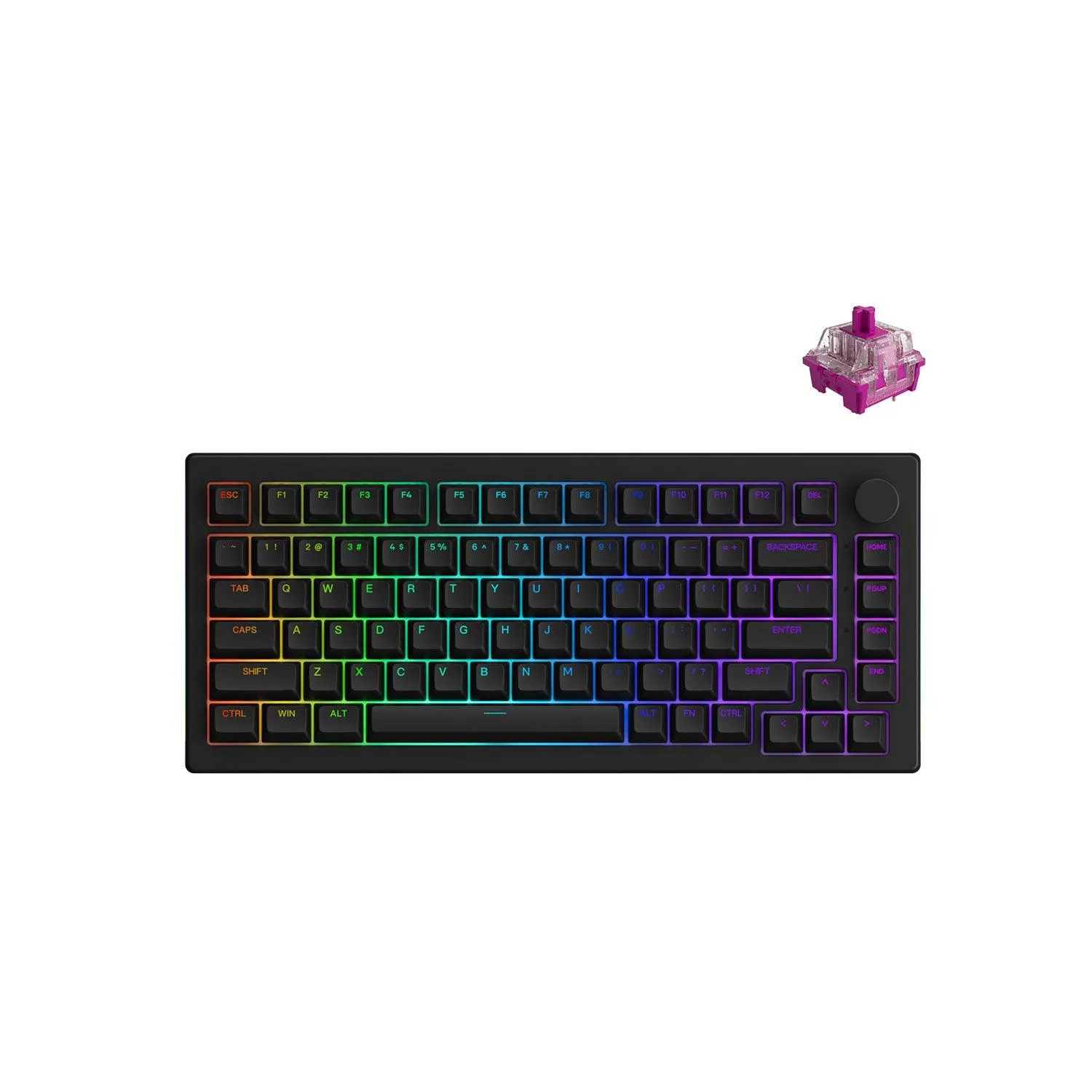 AKKO 5075S Shine-Through RGB Hot-Swappable Mechanical Keyboard Black (AKKO CS Wine Red)