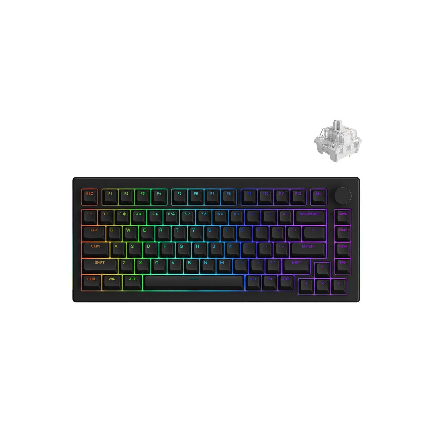 AKKO 5075S Shine-Through RGB Hot-Swappable Mechanical Keyboard Black (AKKO CS Wine White)