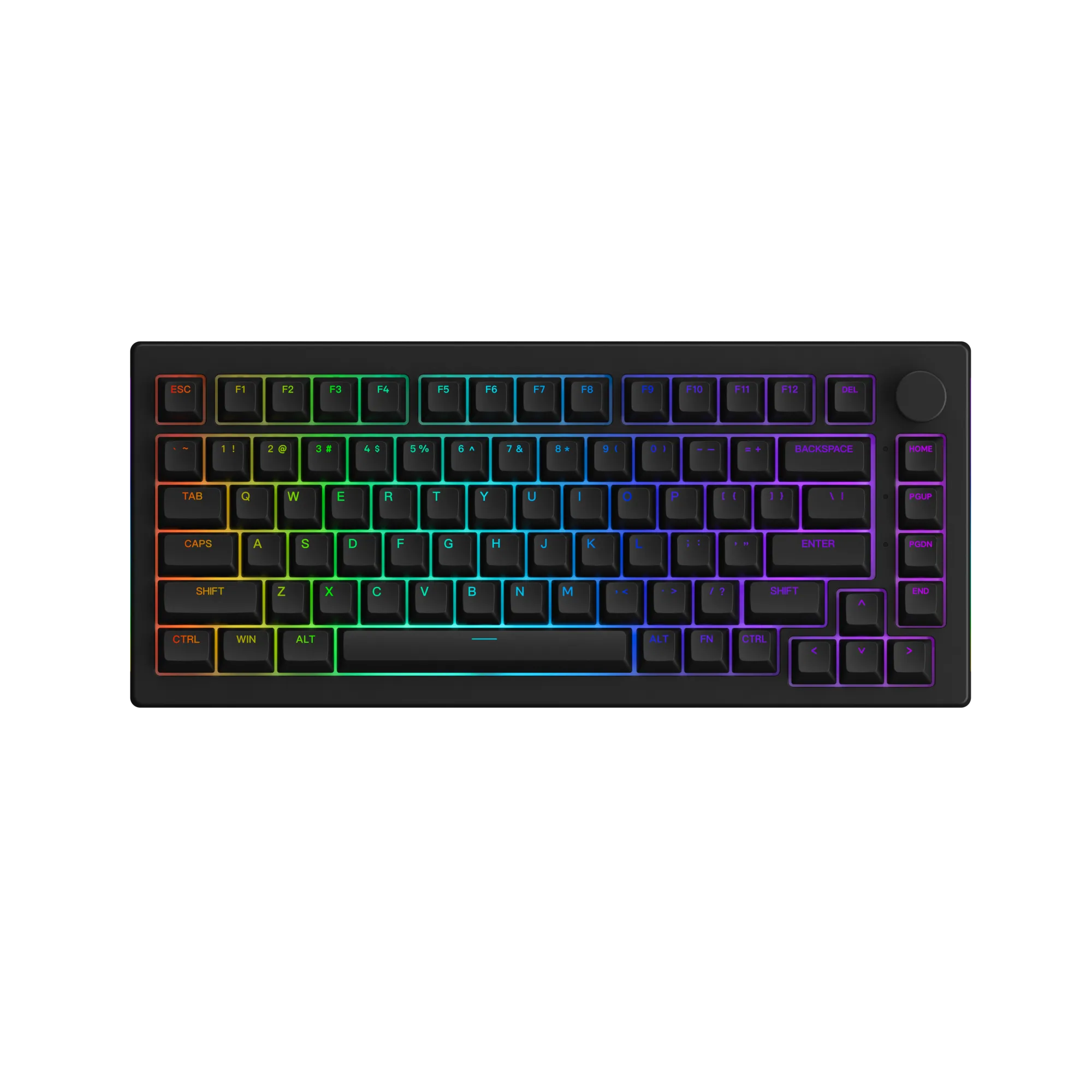 Akko 5075S Shine-Through RGB Hot-Swappable Mechanical Keyboard Black (Gateron Yellow-Lubed)