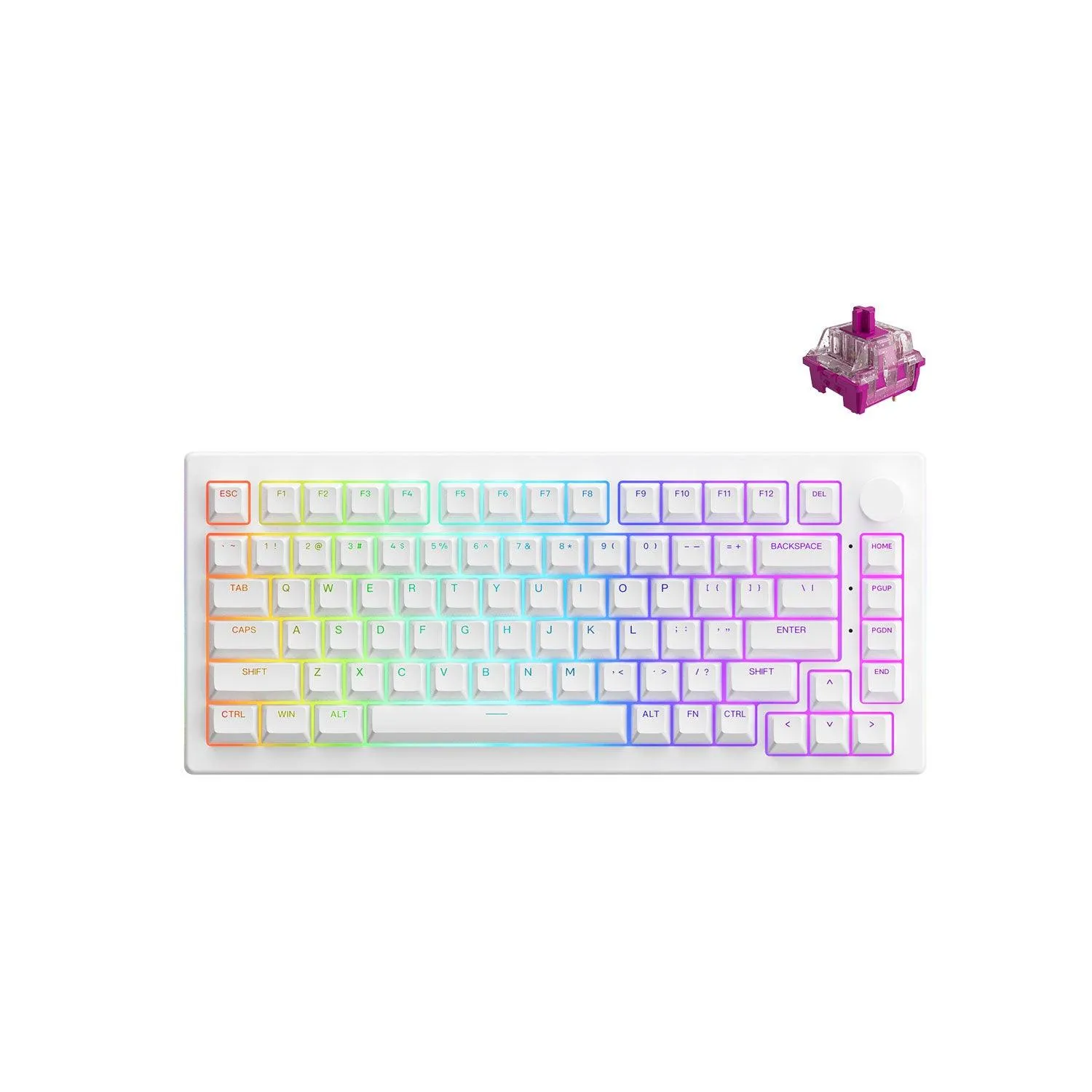 Akko 5075S Shine-Through RGB Hot-Swappable Mechanical Keyboard White (Akko Cs Wine Red)