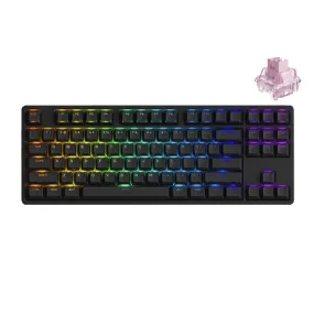 Akko 5087S Shine-Through RGB Hot-Swappable Mechanical Keyboard Black (Akko CS Jelly Pink)