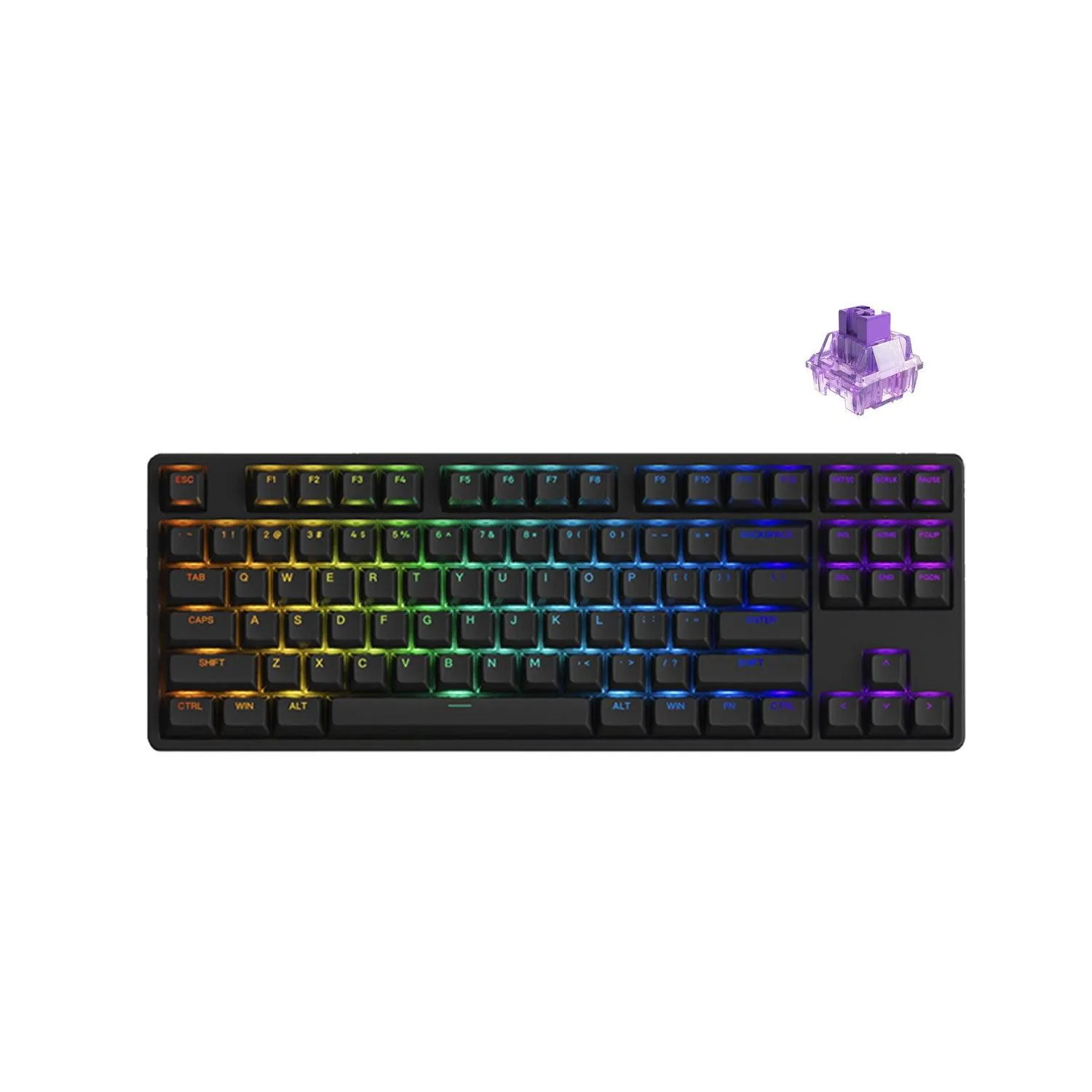 Akko 5087S Shine-Through RGB Hot-Swappable Mechanical Keyboard Black (Akko CS Jelly Purple)