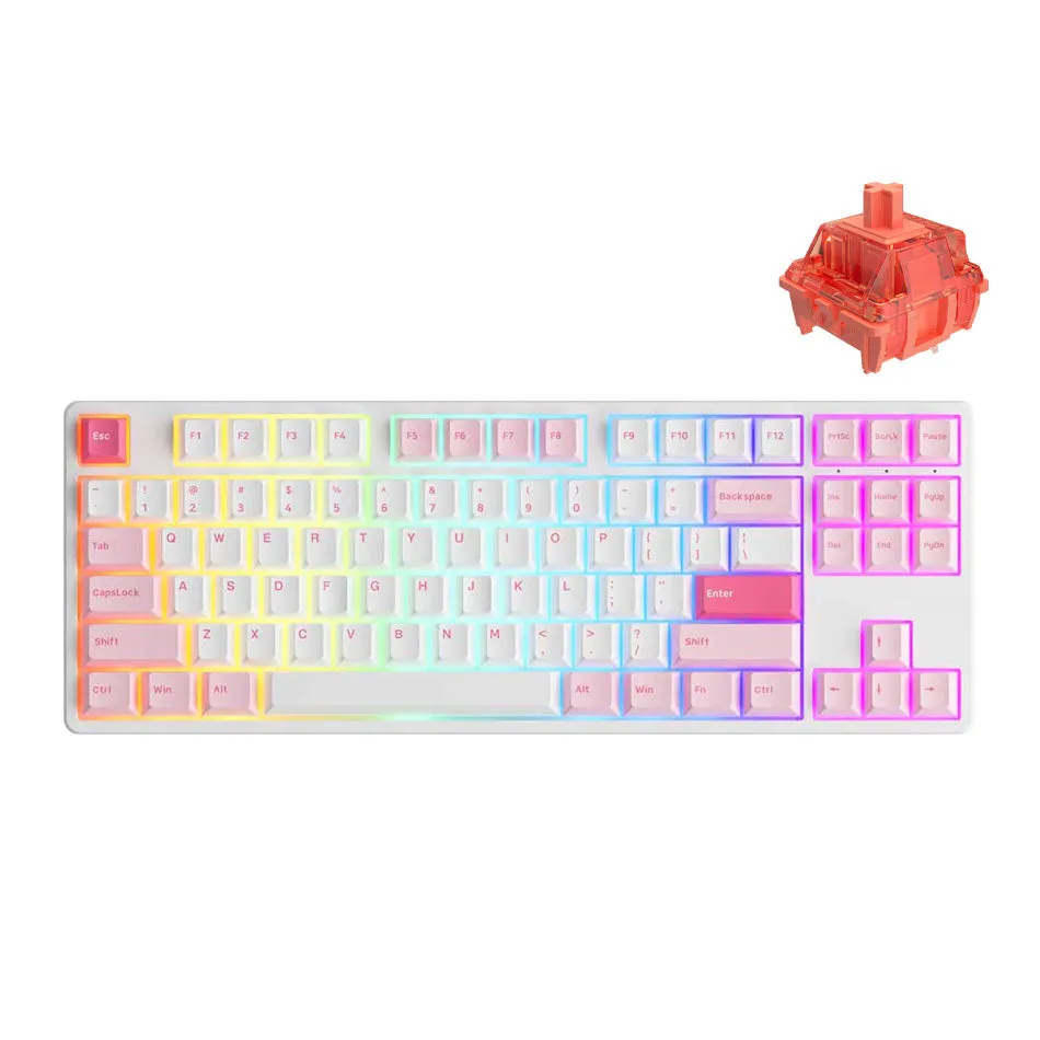 Akko 5087S Via RGB Hot-Swappable Mechanical Keyboard Prunus Lannesiana (Gateron Orange-Lubed)