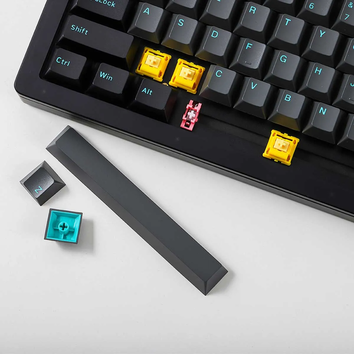 Akko ACR Pro 68 Black & Cyan Hot-Swappable RGB Mechanical Keyboard Gasket Mount (Gateron Cap Golden Yellow Switch)