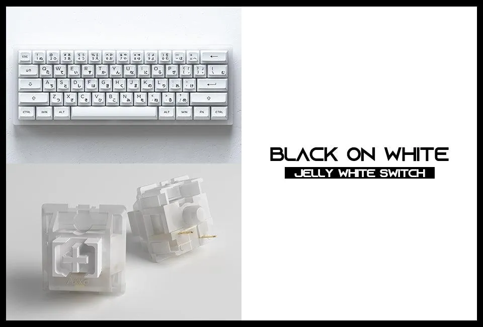 AKKO ACR61 COMBO RGB HOT-SWAPPABLE ACRYLIC MECHANICAL KEYBOARD BLACK ON WHITE (JELLY WHITE SWITCH)