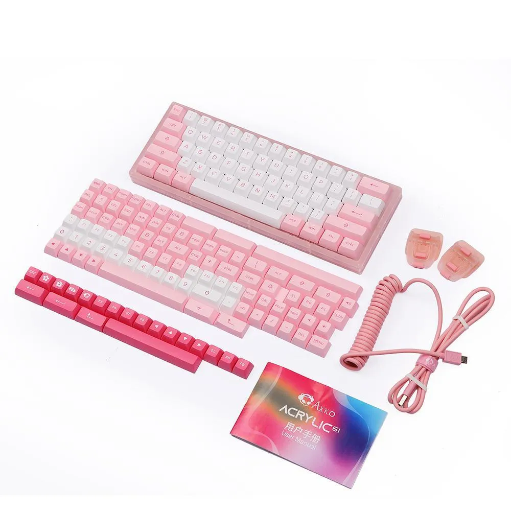 AKKO ACR61 COMBO RGB HOT-SWAPPABLE ACRYLIC MECHANICAL KEYBOARD PRUNUS LANNESIANA (JELLY PINK SWITCH)