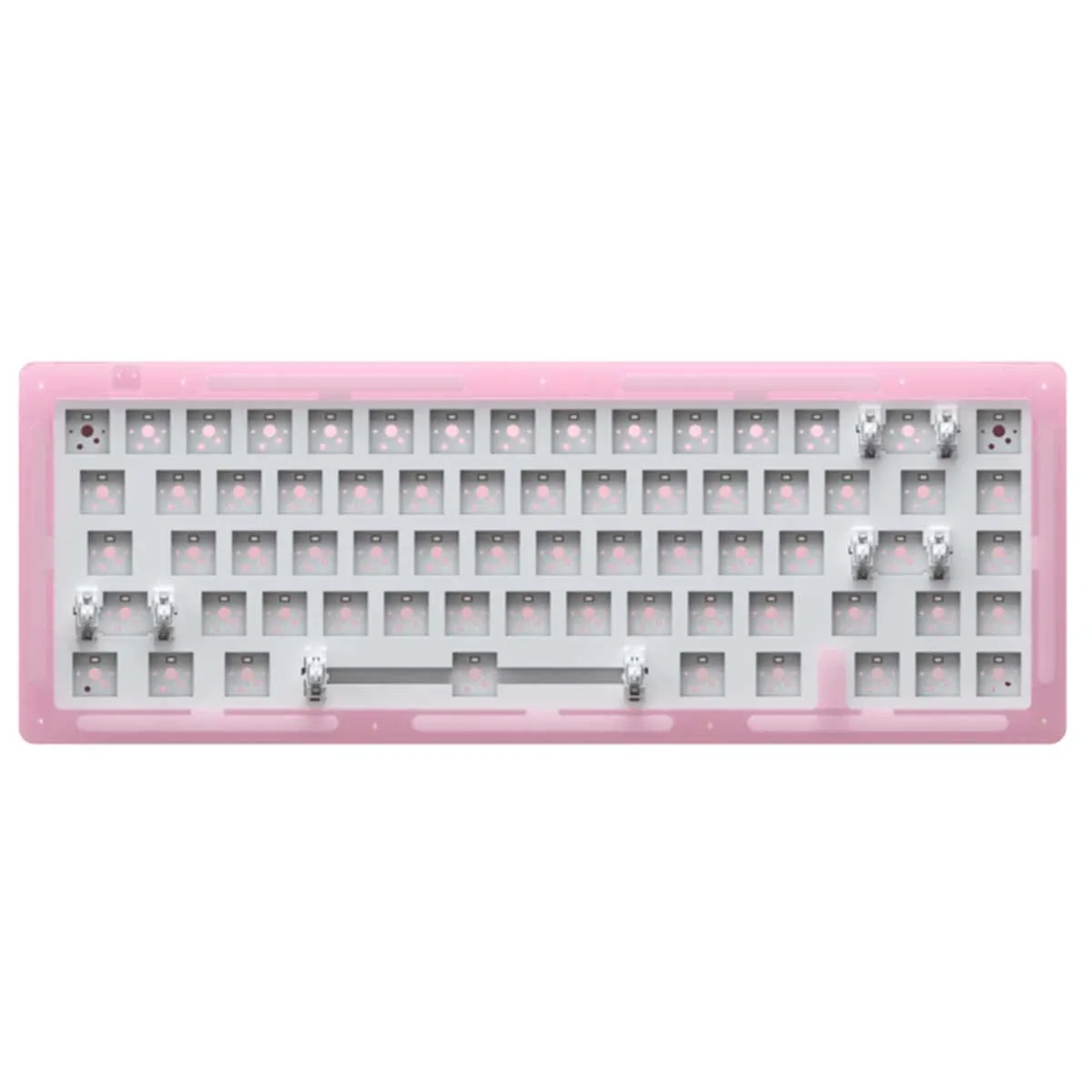 AKKO ACR67 RGB MECHANICAL KEYBOARD ACRYLIC DIY KIT WITH PCB AND COILED CABLE RGB BACKLIT 67-KEY (PINK)