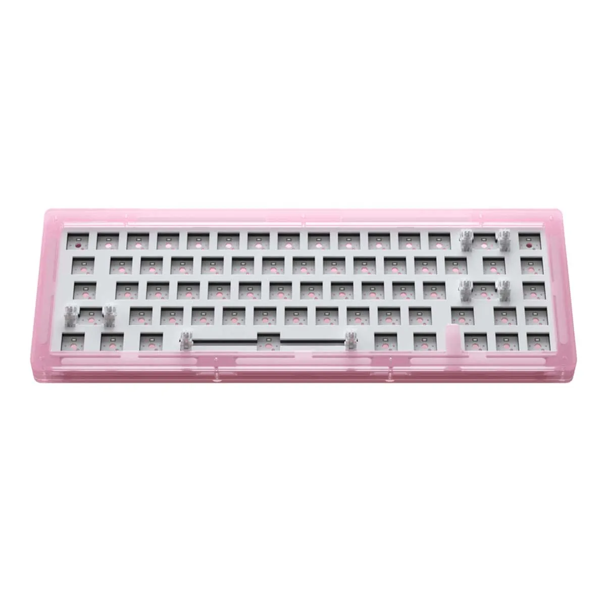 AKKO ACR67 RGB MECHANICAL KEYBOARD ACRYLIC DIY KIT WITH PCB AND COILED CABLE RGB BACKLIT 67-KEY (PINK)