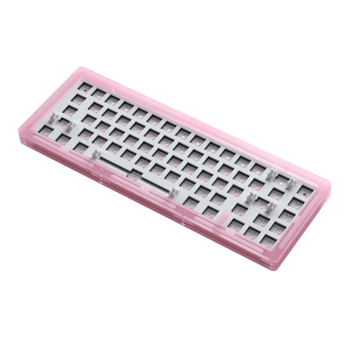 AKKO ACR67 RGB MECHANICAL KEYBOARD ACRYLIC DIY KIT WITH PCB AND COILED CABLE RGB BACKLIT 67-KEY (PINK)