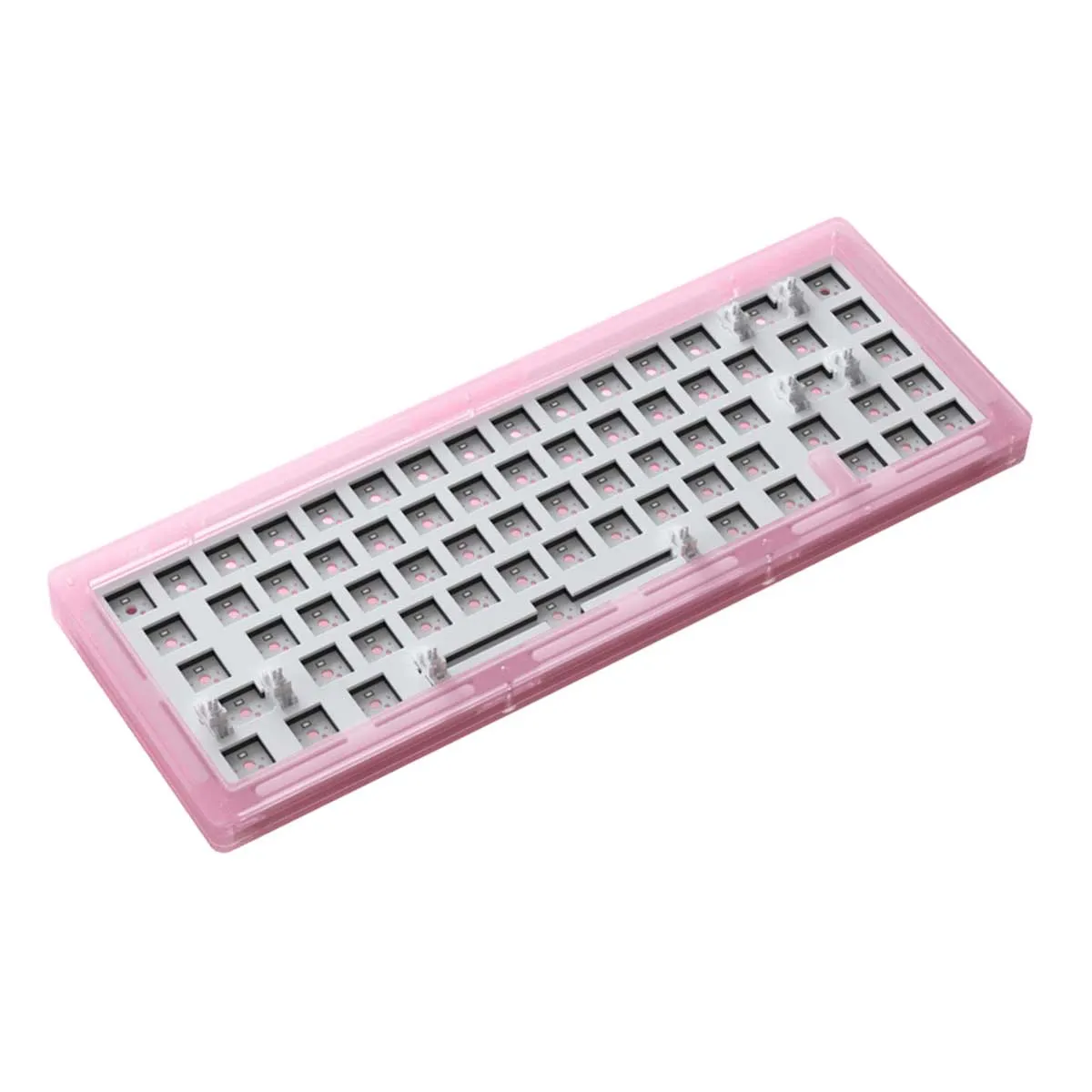 AKKO ACR67 RGB MECHANICAL KEYBOARD ACRYLIC DIY KIT WITH PCB AND COILED CABLE RGB BACKLIT 67-KEY (PINK)