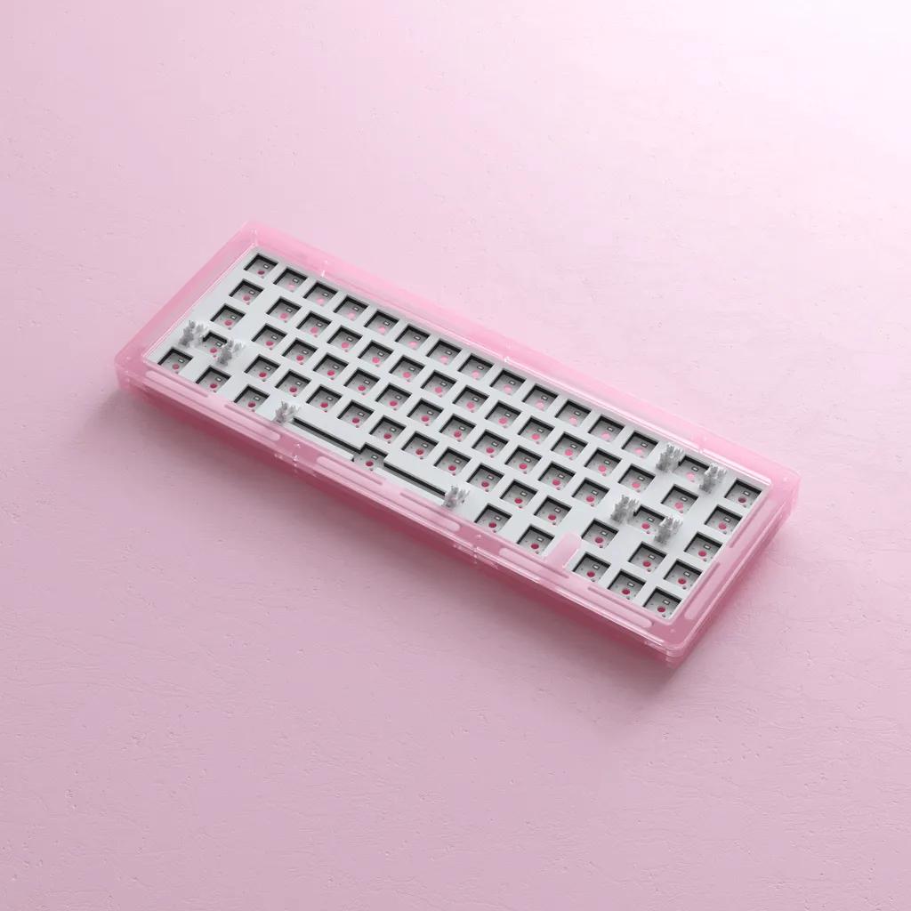 AKKO ACR67 RGB MECHANICAL KEYBOARD ACRYLIC DIY KIT WITH PCB AND COILED CABLE RGB BACKLIT 67-KEY (PINK)