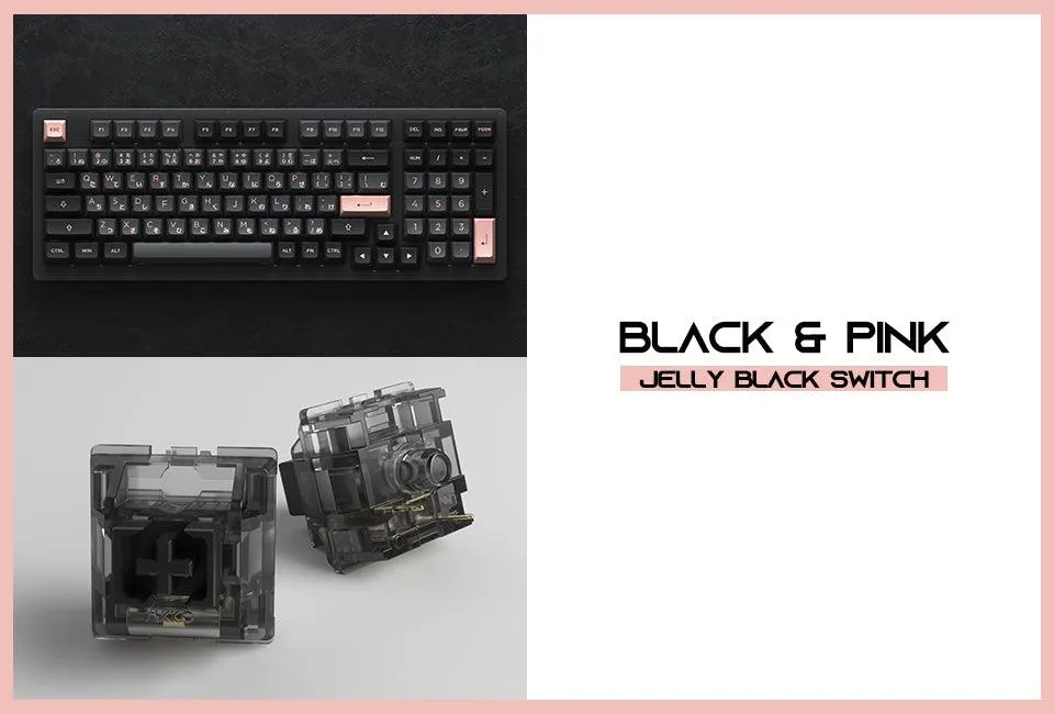 AKKO ACR98 COMBO RGB HOT-SWAPPABLE ACRYLIC MECHANICAL KEYBOARD BLACK & PINK (JELLY BLACK SWITCH)