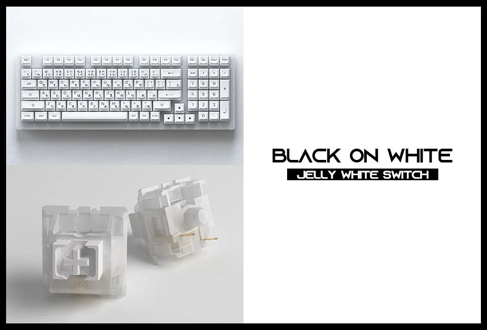 AKKO ACR98 COMBO RGB HOT-SWAPPABLE ACRYLIC MECHANICAL KEYBOARD BLACK ON WHITE (JELLY WHITE SWITCH)