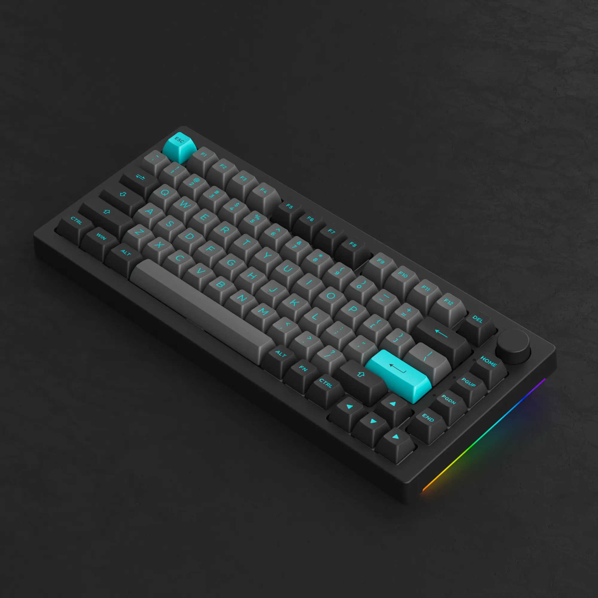 Akko Black & Cyan 5075B Plus Multi-Mode RGB Hot-Swappable Mechanical Keyboard (Akko V3 Cream Yellow Pro)