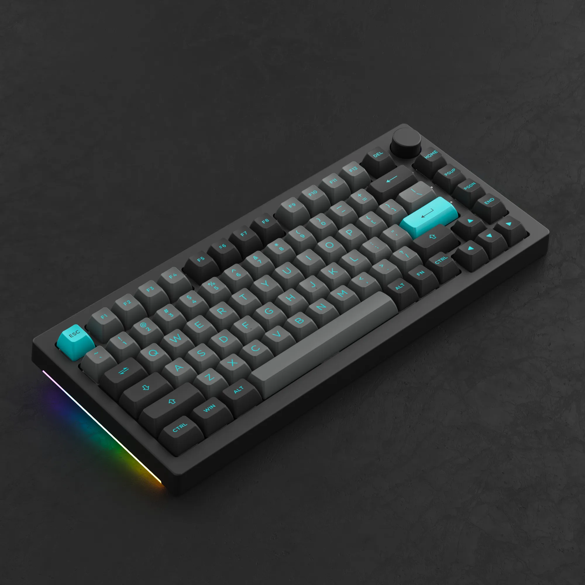 Akko Black & Cyan 5075B Plus Multi-Mode RGB Hot-Swappable Mechanical Keyboard (Akko V3 Cream Yellow Pro)