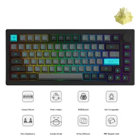 Akko Black & Cyan 5075B Plus Multi-Mode RGB Hot-Swappable Mechanical Keyboard (Akko V3 Cream Yellow Pro)