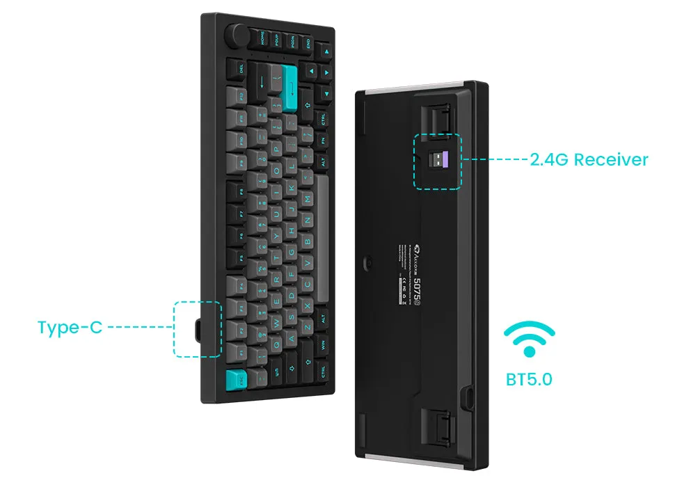 Akko Black & Cyan 5075B Plus Multi-Modes RGB Mechanical Keyboard (Akko CS Wine Red)