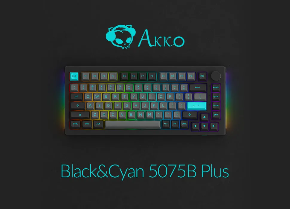 Akko Black & Cyan 5075B Plus Multi-Modes RGB Mechanical Keyboard (Akko CS Wine Red)