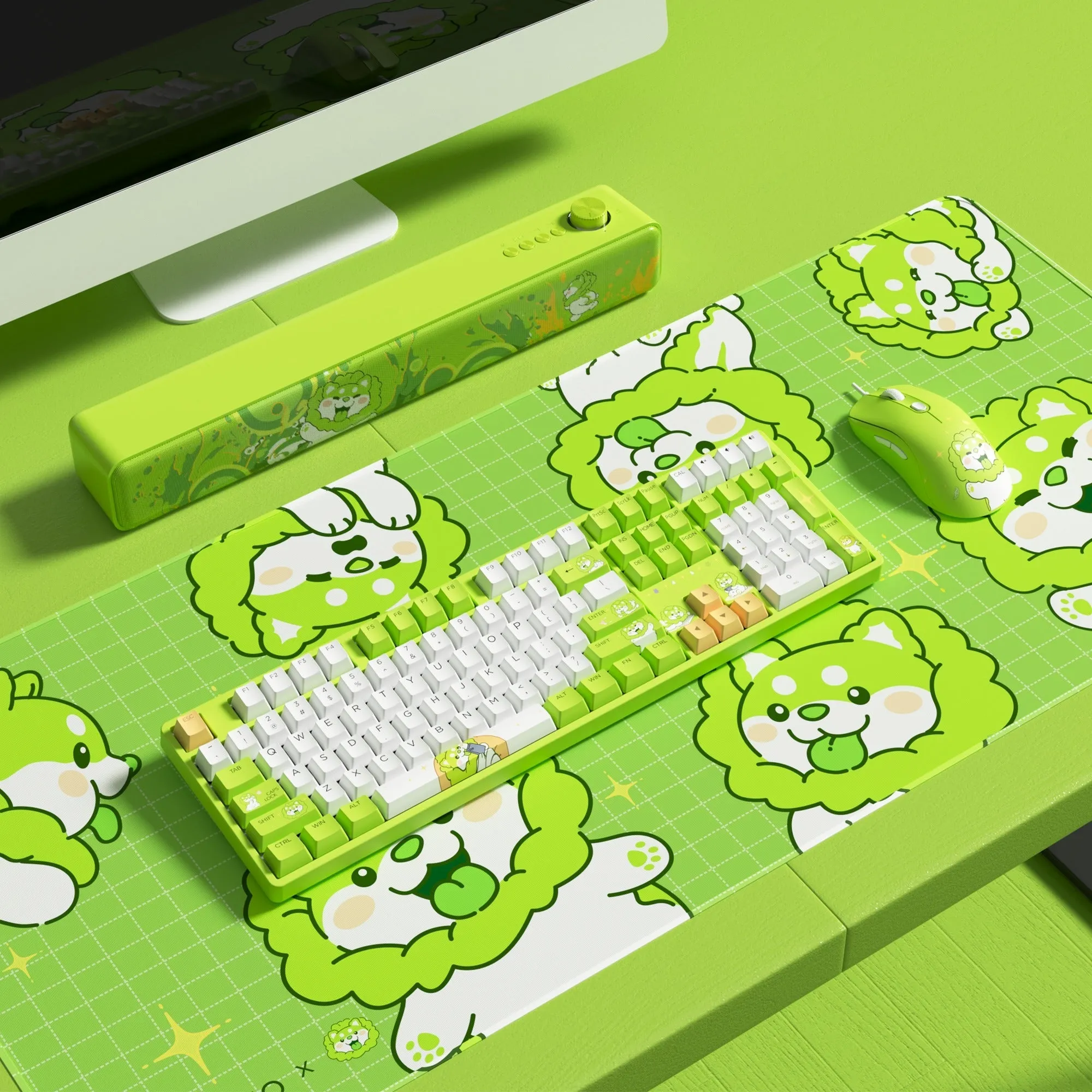 Akko Cabbage Dog 5108B Plus Multi-Mode RGB Hot-Swappable Mechanical Keyboard (Akko V3 Cream Yellow Pro)