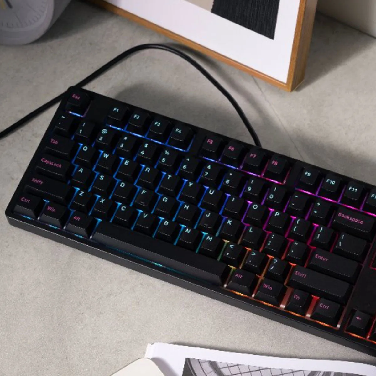 Akko Midnight 5087S VIA QMK Wired RGB Hot-Swappable Mechanical Keyboard (Akko V3 Cream Yellow Pro)