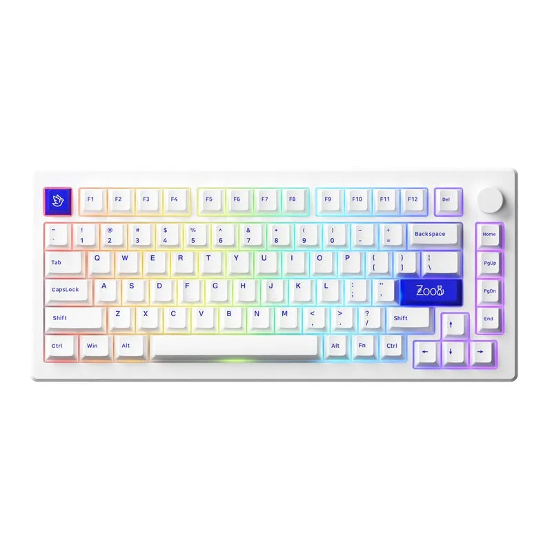 Akko MOD 007B PC Blue on White Multi-Modes RGB Hot-Swappable Mechanical Keyboard Gasket Mount (Akko V3 Piano Pro Switch)