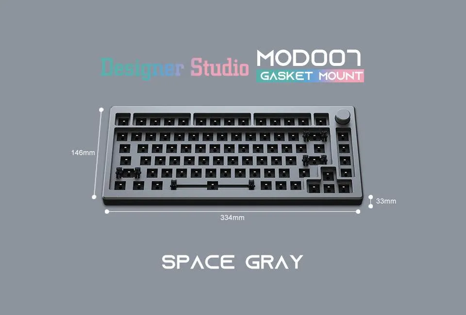 AKKO MOD007 RGB MECHANICAL KEYBOARD HOT-SWAPPABLE DIY KIT GASKET MOUNT WITH 82-KEY LAYOUT (GRAY)