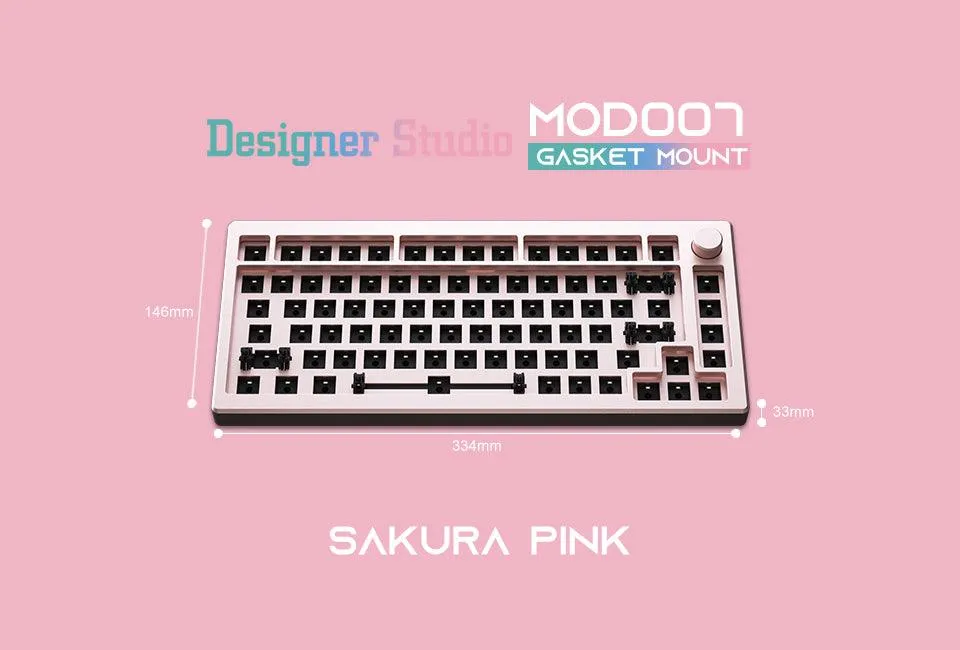 Akko MOD007 RGB Mechanical Keyboard Hot-Swappable DIY Kit Gasket Mount With 82-Key Layout (Pink)