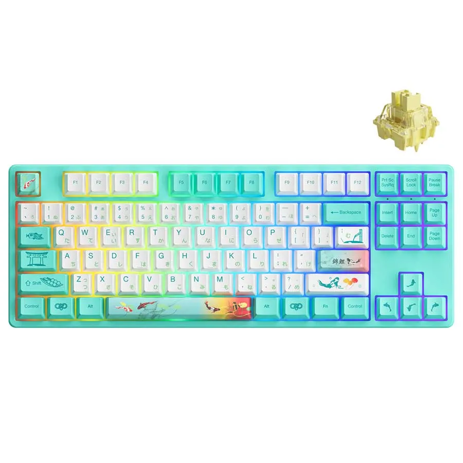 Akko Monets Pond 5087S VIA QMK Wired RGB Hot-Swappable Mechanical Keyboard (Akko V3 Cream Yellow Pro)