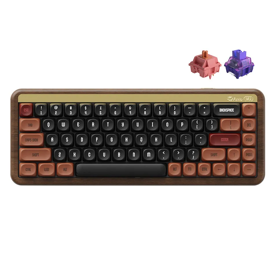 Akko MU01 Autumn Walnut Wood Case Multi-Mode RGB Hot-Swappable Mechanical Keyboard