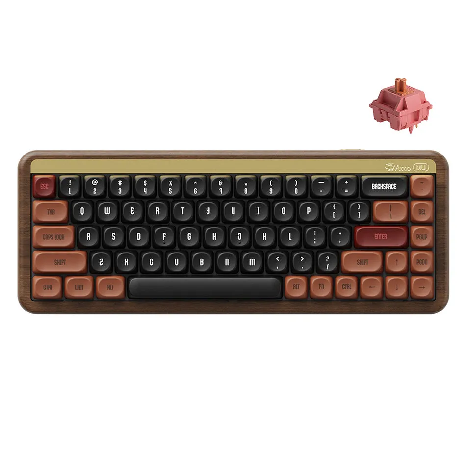 Akko MU01 Autumn Walnut Wood Case Multi-Mode RGB Hot-Swappable Mechanical Keyboard