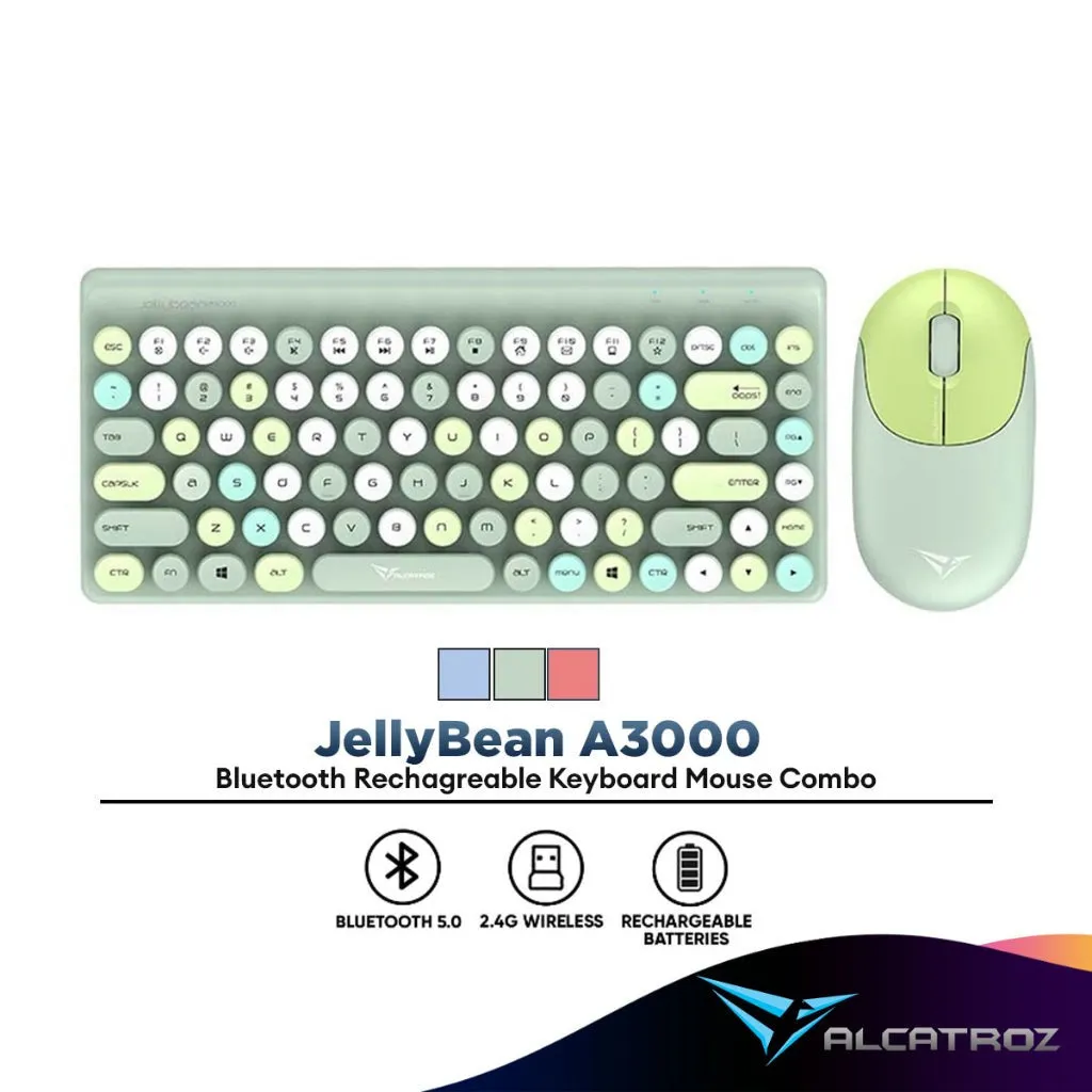 Alcatroz JellyBean A3000 Bluetooth Rechagreable Keyboard Mouse Combo | Wireless 2.4G