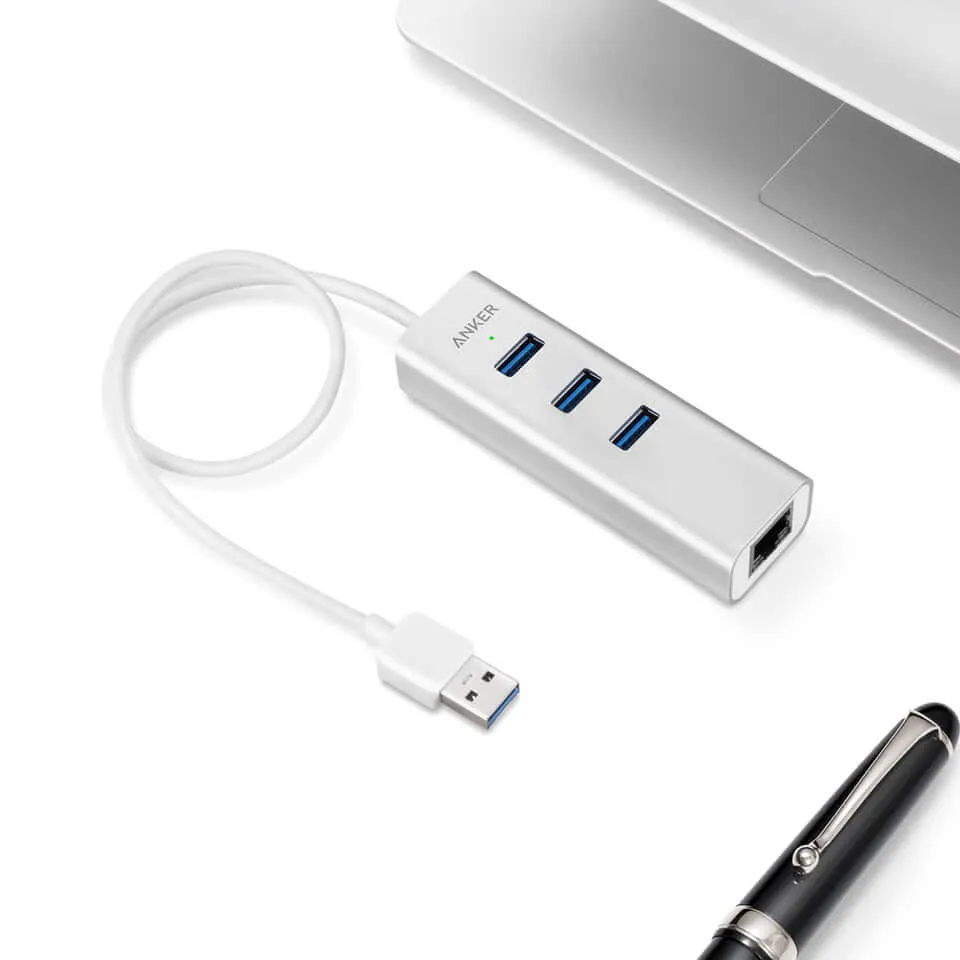 Anker Aluminum 3-Port USB 3.0 and Ethernet Hub