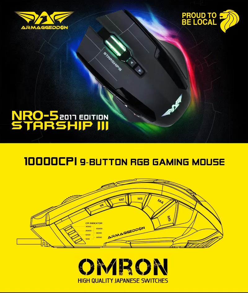 Armaggeddon Wired Gaming Mouse Starship 3 Soviets Pro