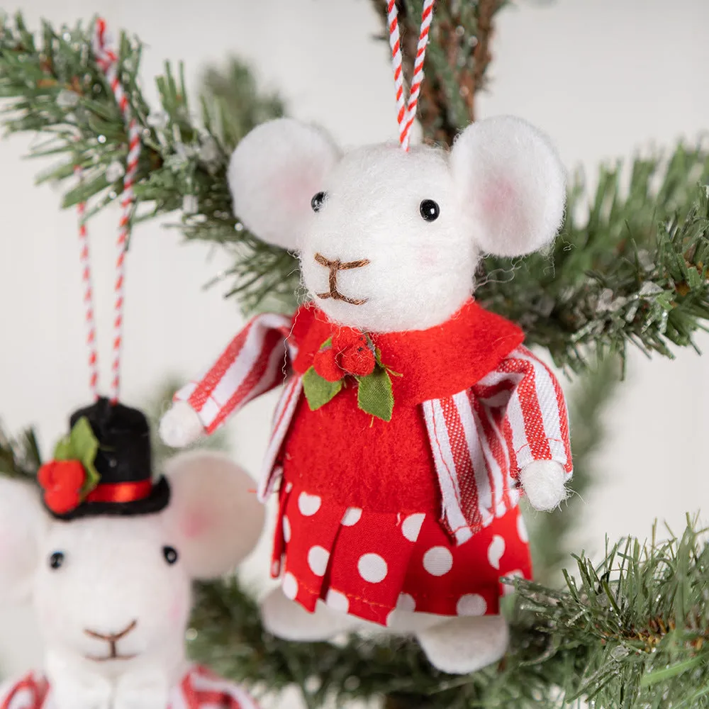 Bulk Christmas Felt Mice Ornaments for Christmas Tree Wreath Home Party Supplies Hanging Decor Wholesale