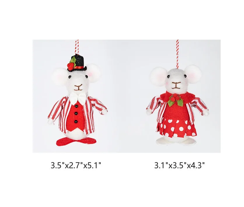 Bulk Christmas Felt Mice Ornaments for Christmas Tree Wreath Home Party Supplies Hanging Decor Wholesale