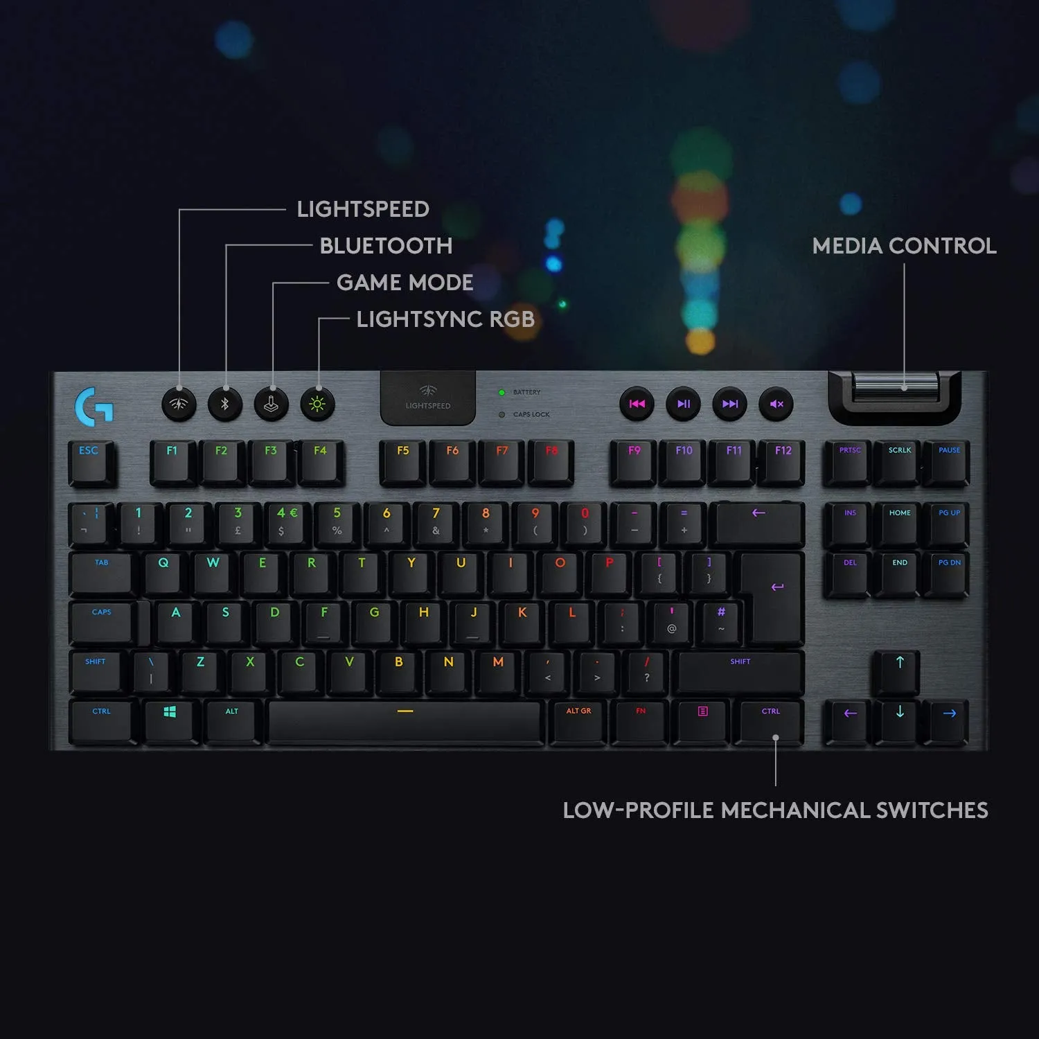 Certified Refurbished - Logitech - G915 LIGHTSPEED TKL Wireless Mechanical GL Linear Switch Gaming Keyboard