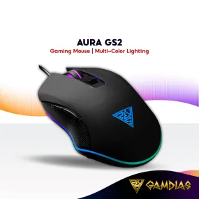 Gamdias Aura GS2 Multicolor Wired Gaming Mouse with 3600-DPI Optical Sensor | Advanced Ergonomic Design - Black