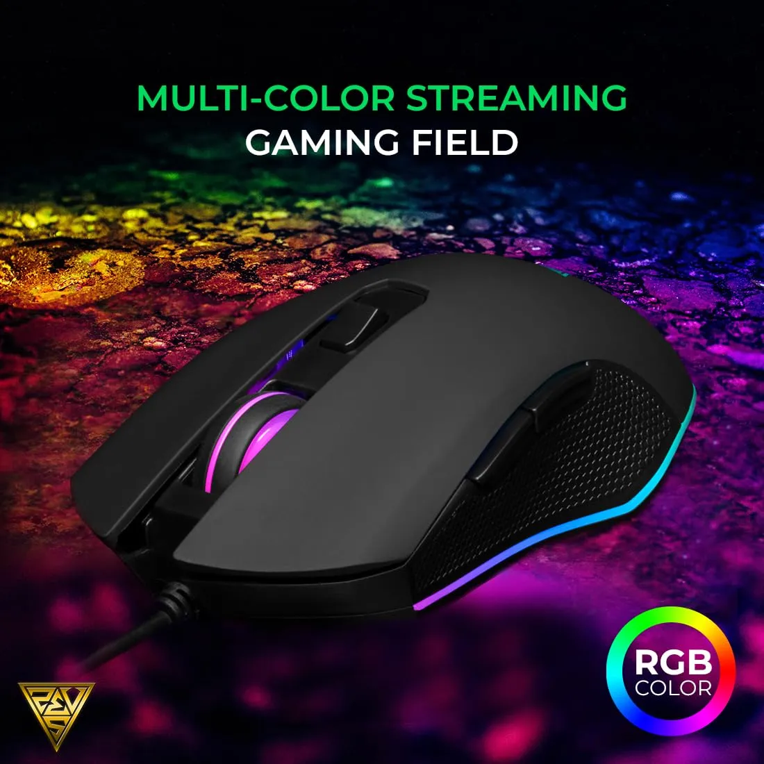 Gamdias Aura GS2 Multicolor Wired Gaming Mouse with 3600-DPI Optical Sensor | Advanced Ergonomic Design - Black