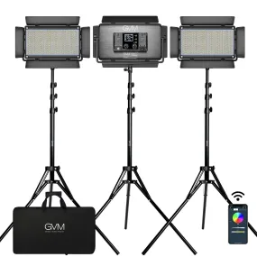 GVM-1500D 75W Powerful Bi-color and RGB Video Panel Light 3 kits