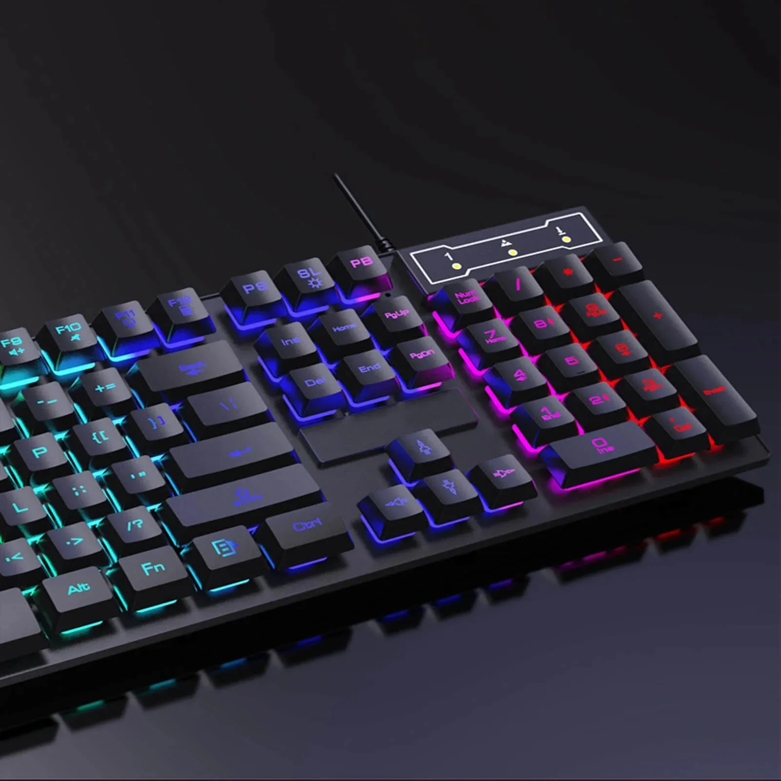 Keyboard and Mouse Set Combo, Wired RGB Backlit Computer Keyboard with USB RGB Gaming Mouse Design for Windows PC Laptop Desktop Notebook-Fv-Q305S