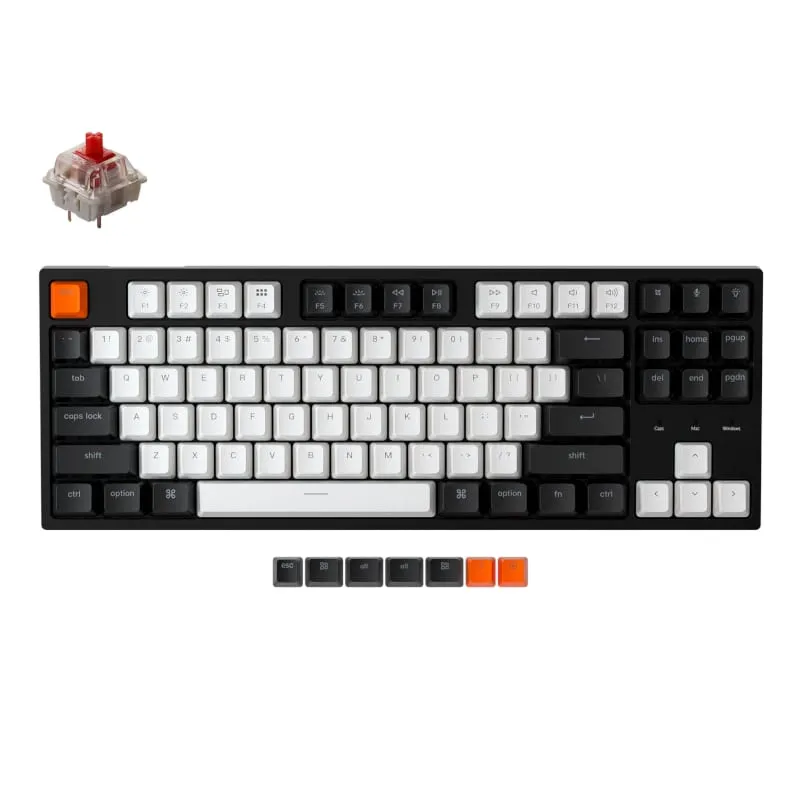 Keychron C1 87 Key Gateron Mechanical Wired Keyboard White Led Red Switches