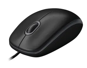 Logitech B100 Wired USB Mouse, 3 Buttons, 800 DPI, Optical Tracking, OEM, Ambidextrous PC / Mac / Laptop - Black