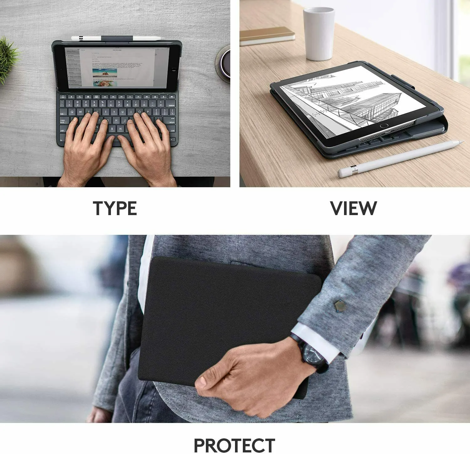 Logitech Slim Folio 9.7" Bluetooth Keyboard Case for iPad 5th/6th Gen